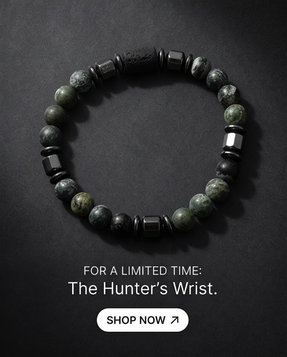 Bracelet homme en serpentine obsidienne et hématite
