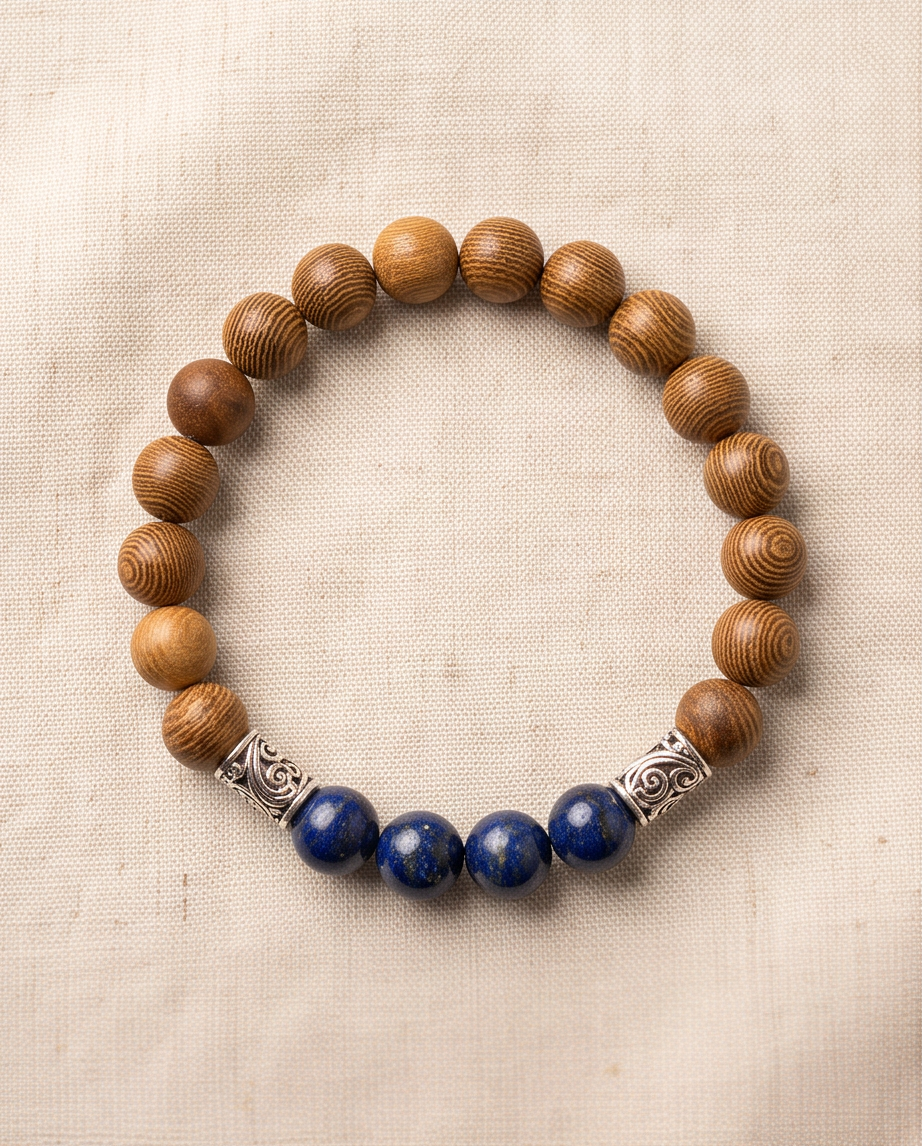 Bracelet homme bois et œil de tigre
