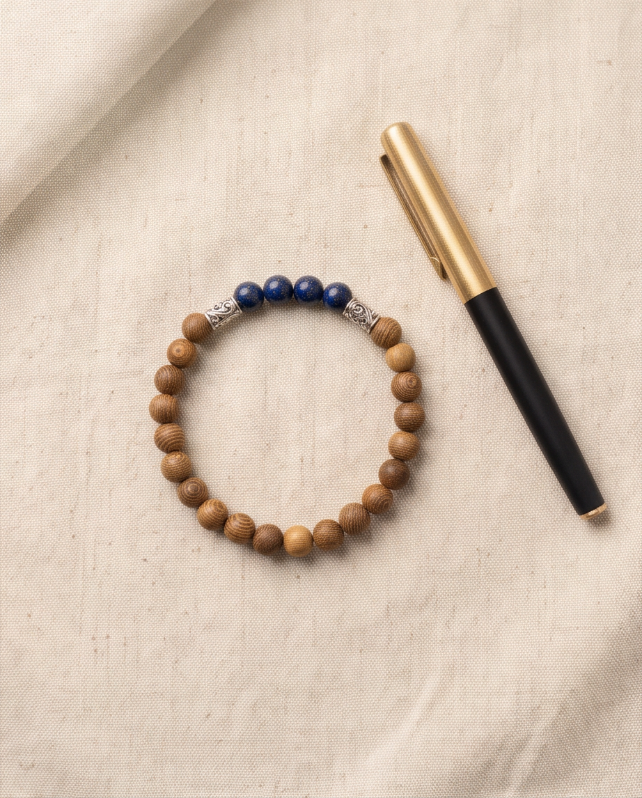Bracelet homme bois et œil de tigre