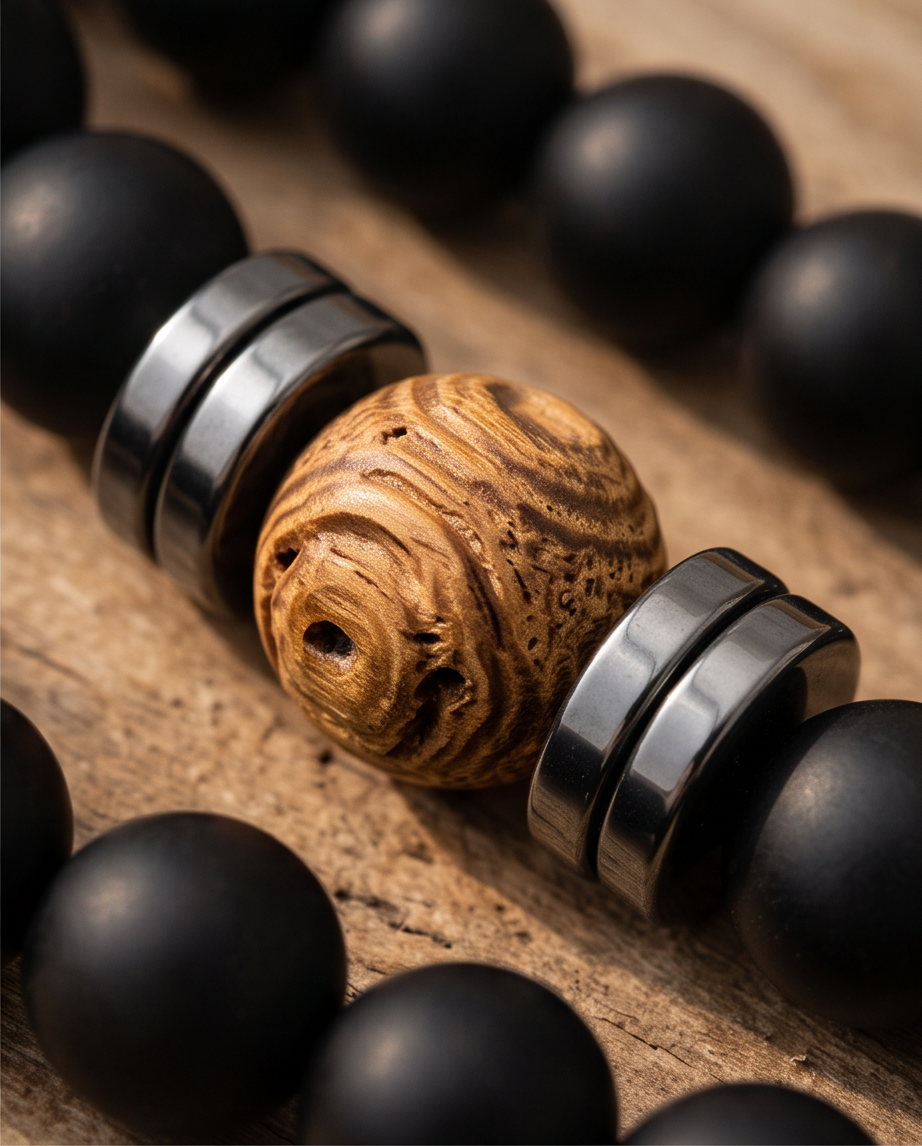 Parure agate noire eaglewood et hématite