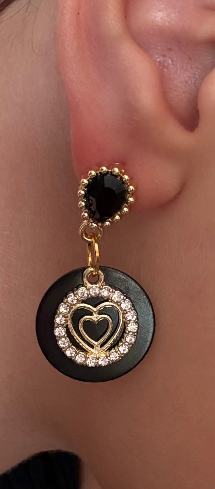Boucle d’oreilles cœur noir