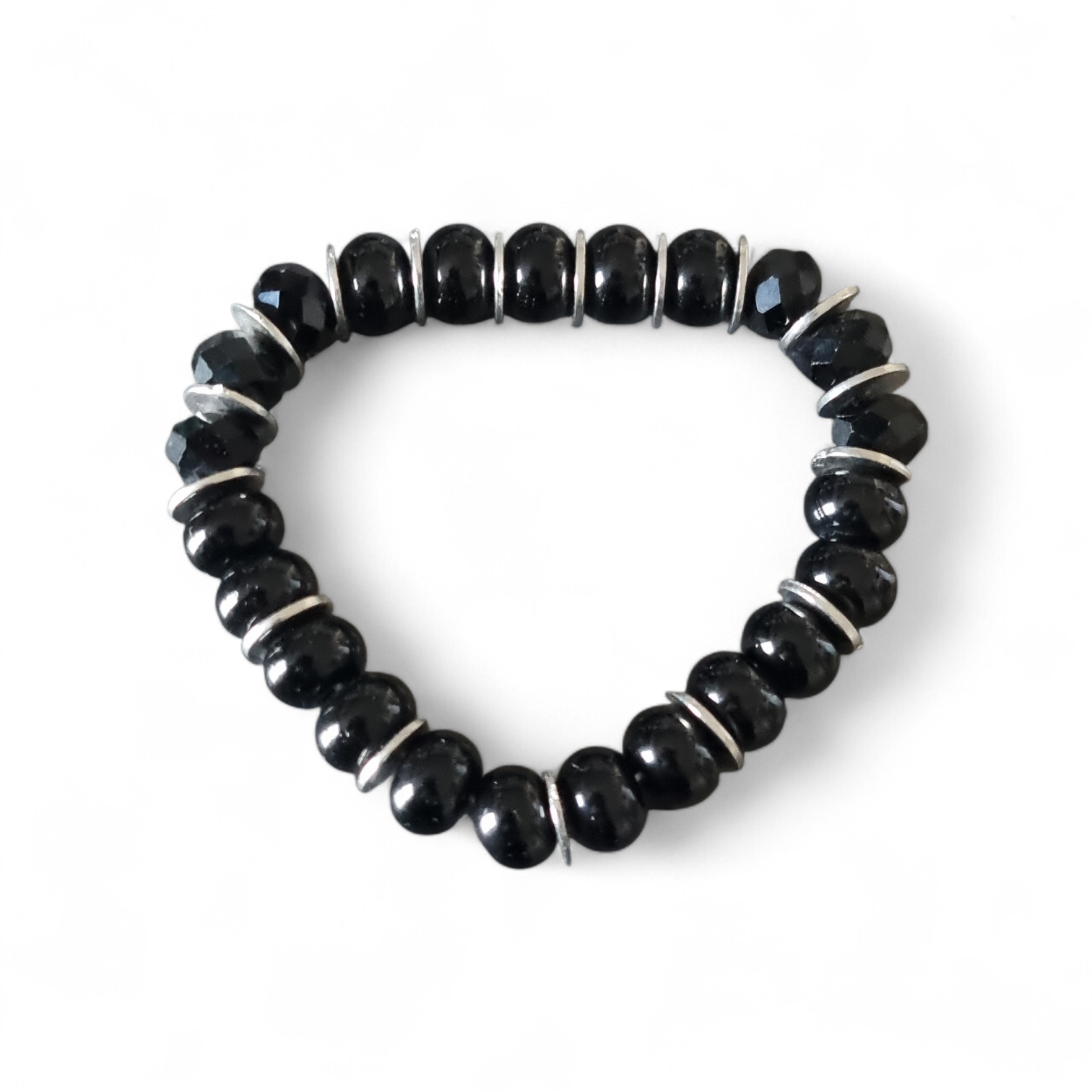 Bracelet noir et argent – Élégance minimaliste