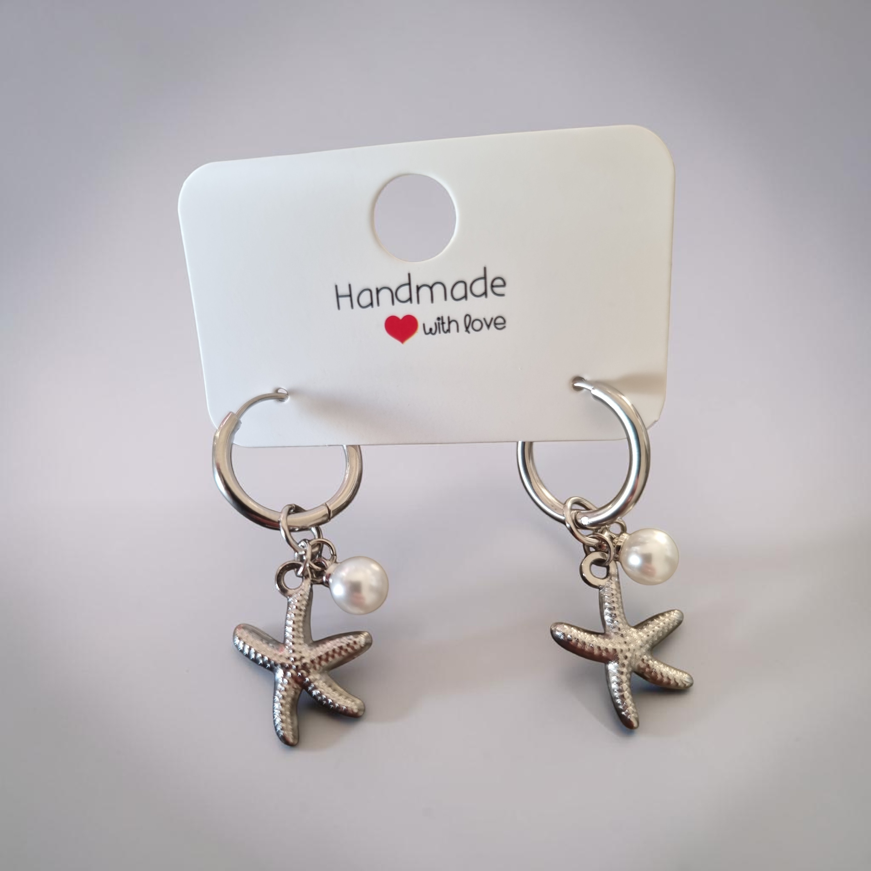 Boucles d’oreilles étoile de mer & perles