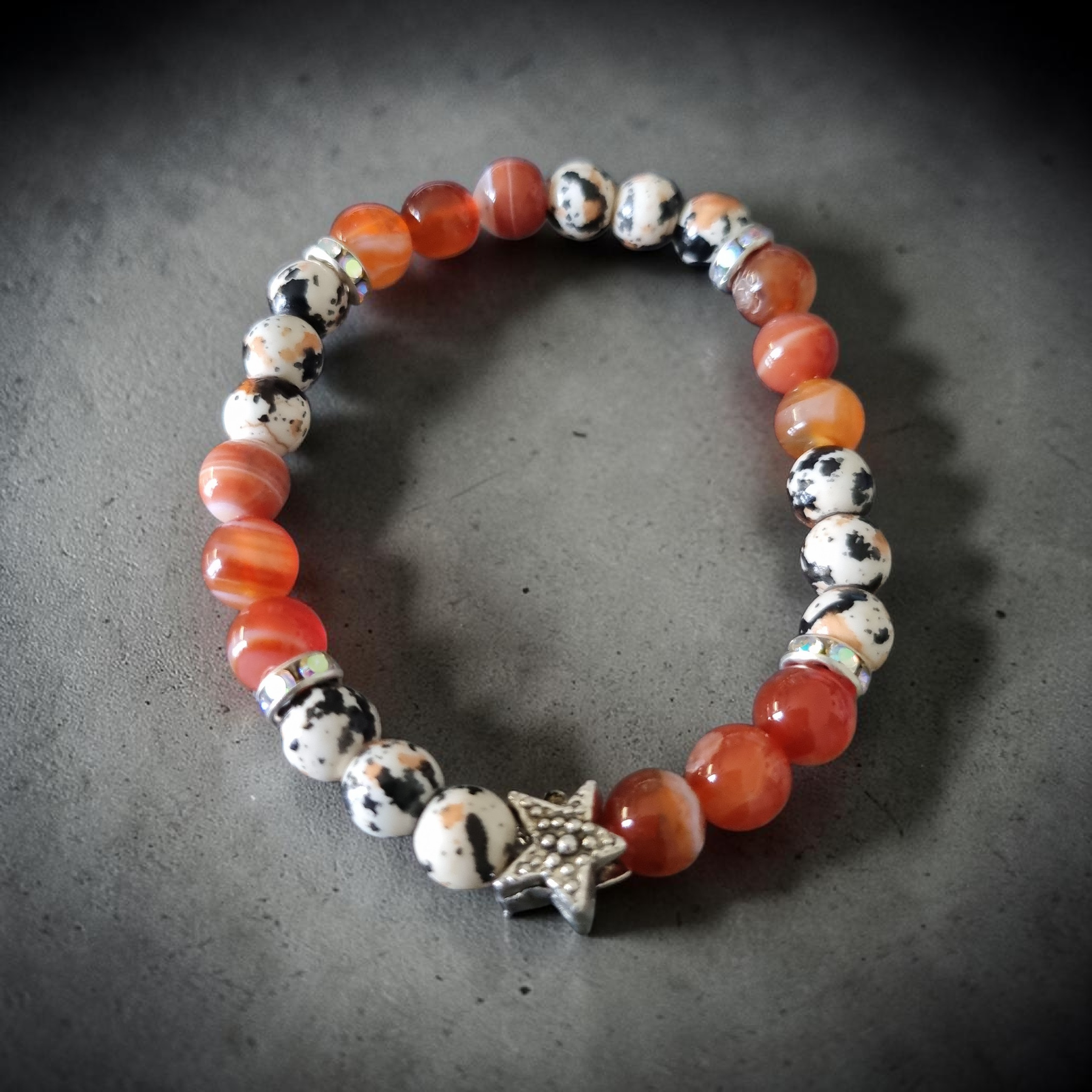 Bracelet Jaspe Zébré & Cornaline avec étoile