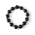 Bracelet noir perlé et argent – Élégance raffinée