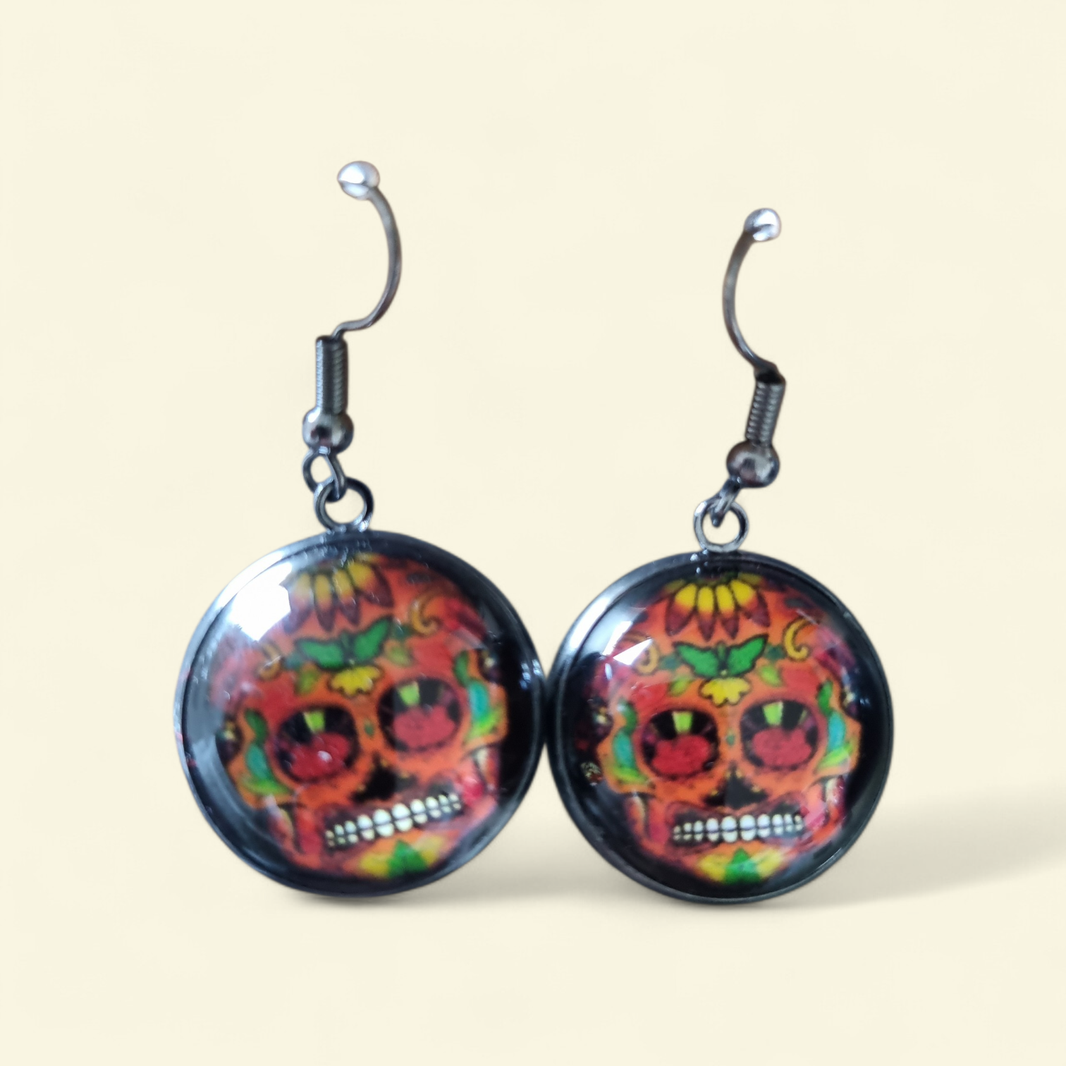 Boucles d’oreilles cabochon “Calavera”