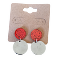 ✨ Boucles d’oreilles pendantes rouge pailleté & argent ✨