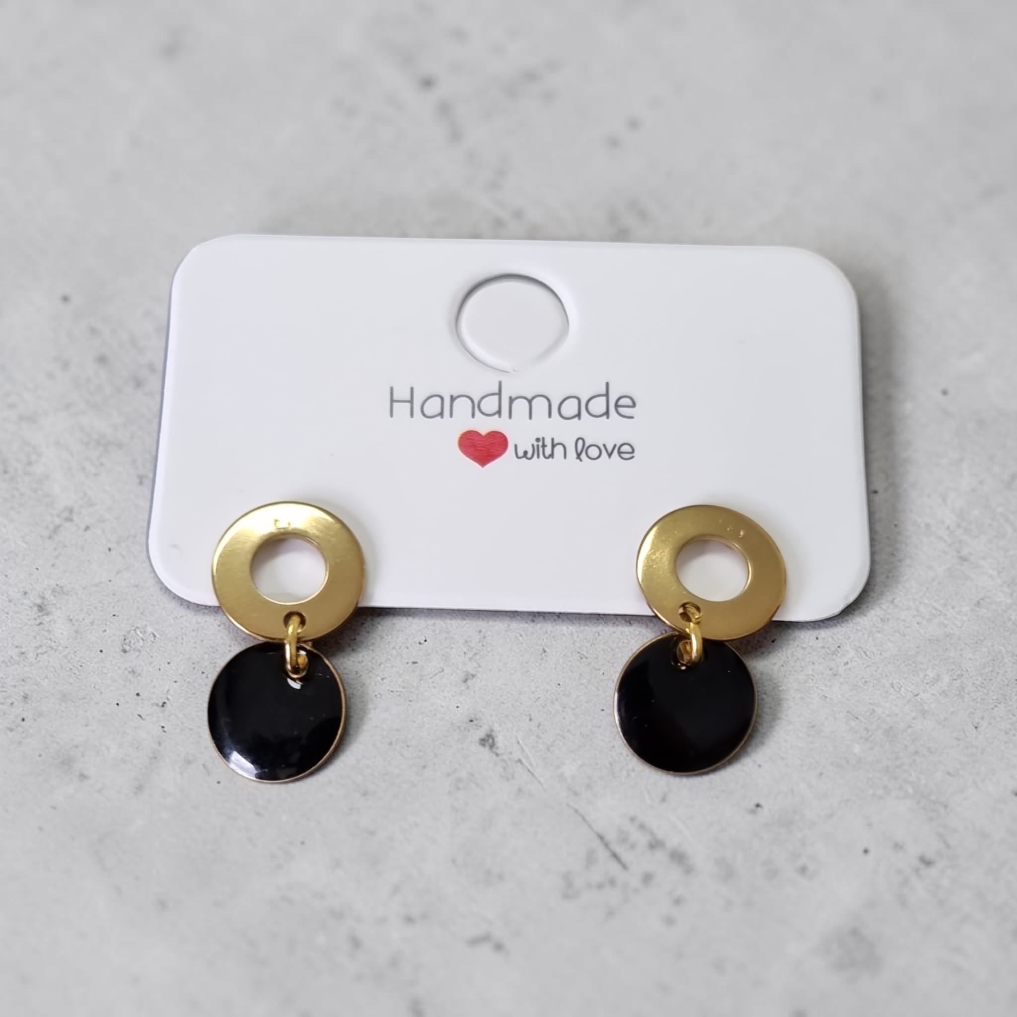 Boucles d'oreilles minimalistes noir & or