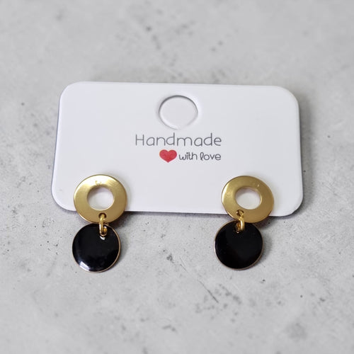 Boucles d'oreilles minimalistes noir & or