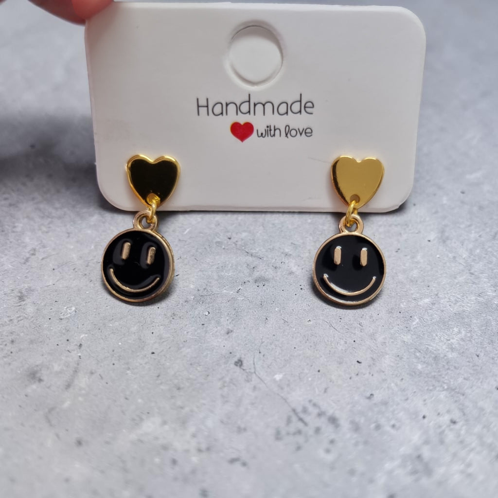 Boucles d'oreilles smiley noir & or