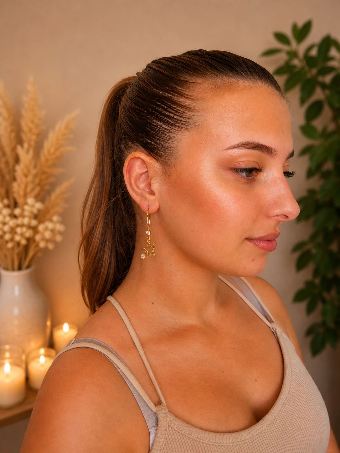 Boucles d’oreilles étoiles dorées scintillantes