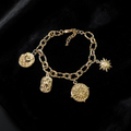 Bracelet charms doré soleil & lune