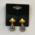 Boucles d'oreilles La boutique d'Emma dorées avec losange et pendentif smiley noir et doré
